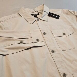 Michael Kors XXL Khaki Cargo Style Overshirt Fit Long Sleeve Shirt NWT $118 L973